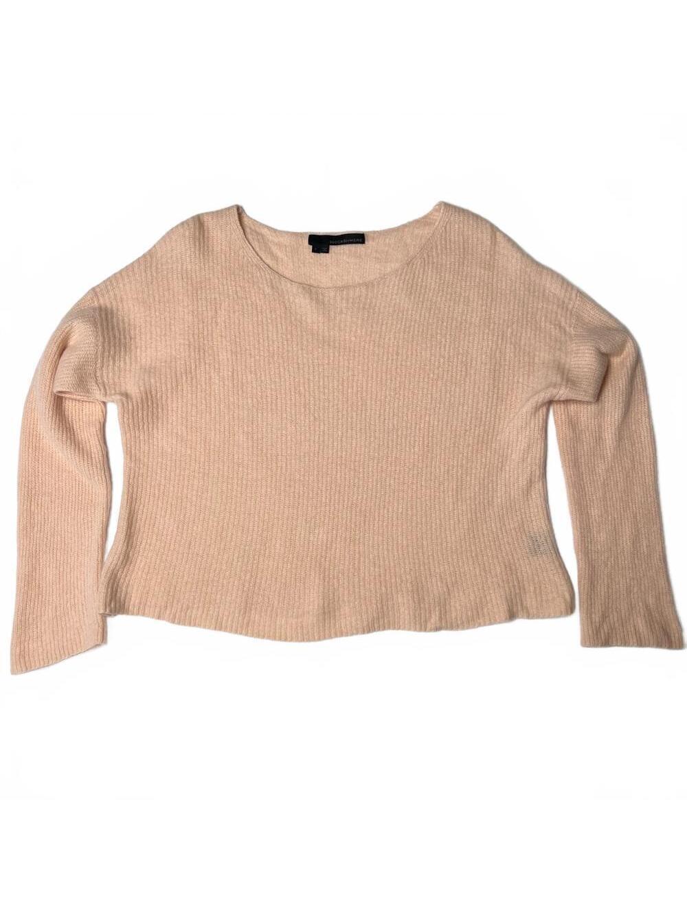 360 Cashmere Sweater Large Peachy Pink Pastel Knit Bateau Neck Boxy Pullover L